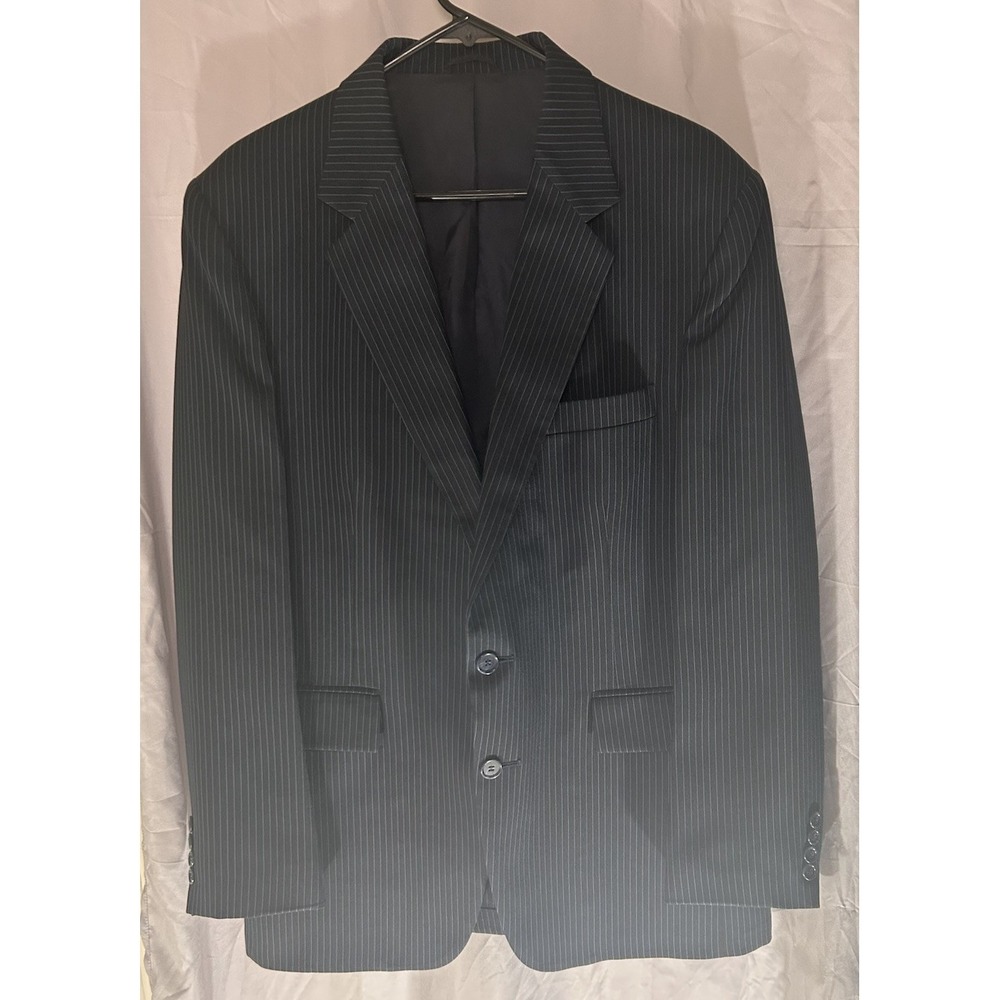 The Mens‎ Store Mens 42R Black Pinstripe Blazer 2 Button Suit Jacket